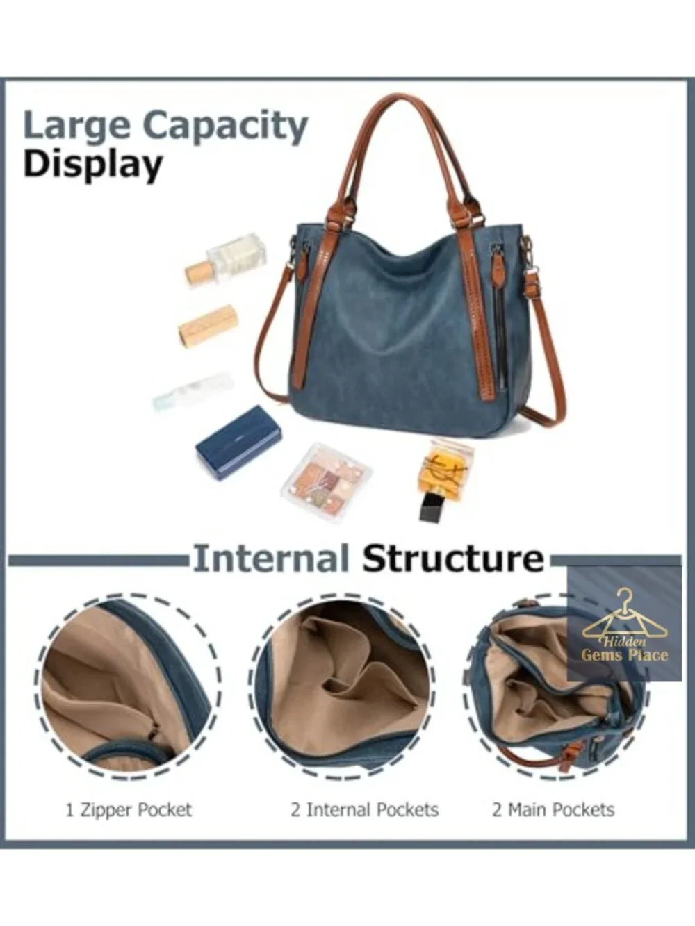 Vegan Leather Large Hobo Slouchy Tote Shoulder Bag Satchel with Adjustable Strap
